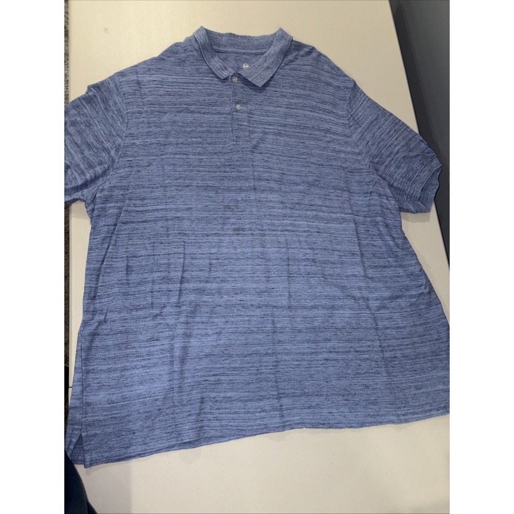 HB Mens Short Sleeve Polo Shirt Blue Space Dye 100% Cotton 3XL Casual Knit Top